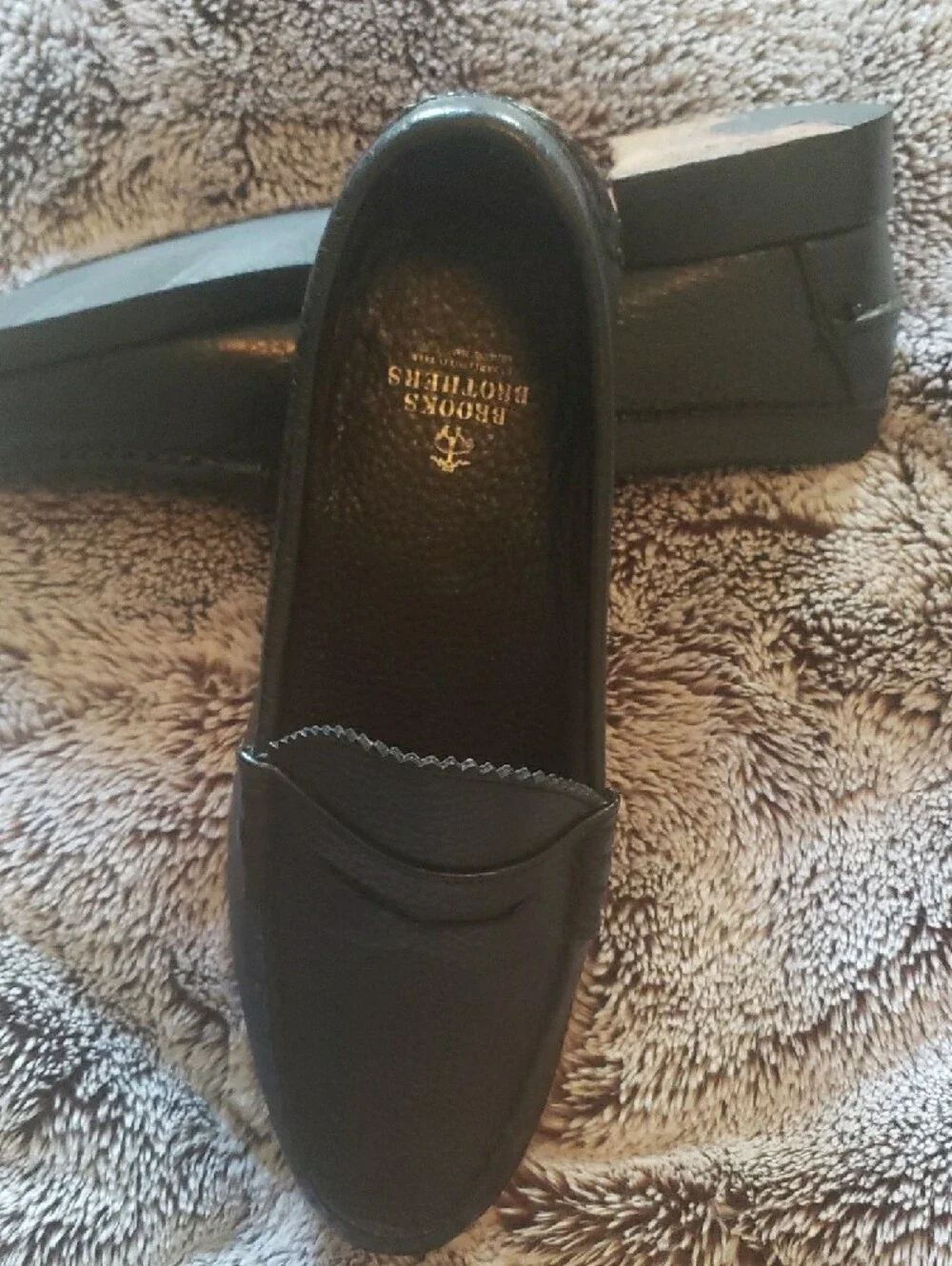 Brooks Brothers Black Pebbled Leather Penny Loafers